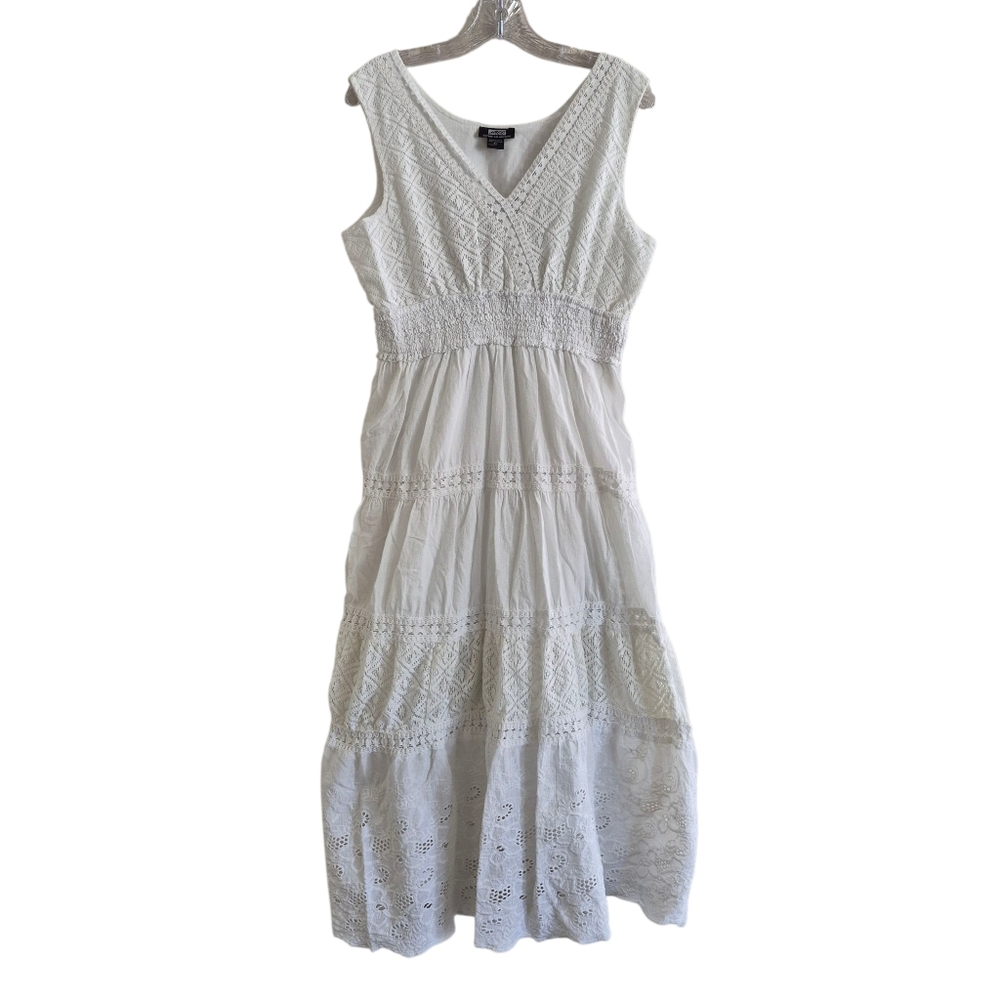 Women’s White Eyelet V-Neck Summer Dress